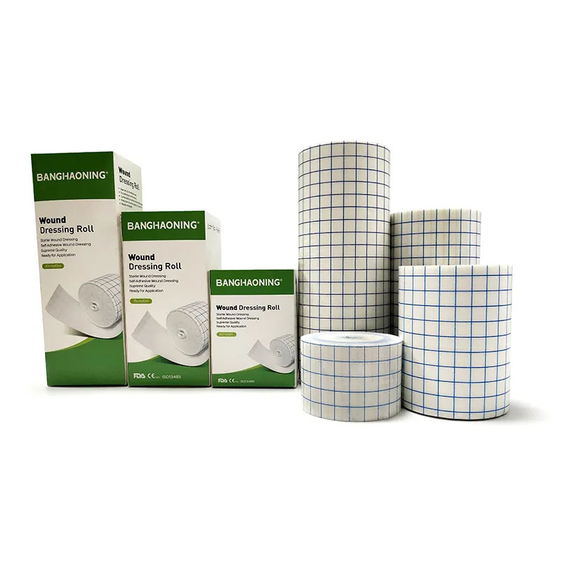 Non-woven fabric with sickiness for woud care in many sizes breathable fixing roll wound dressing ro